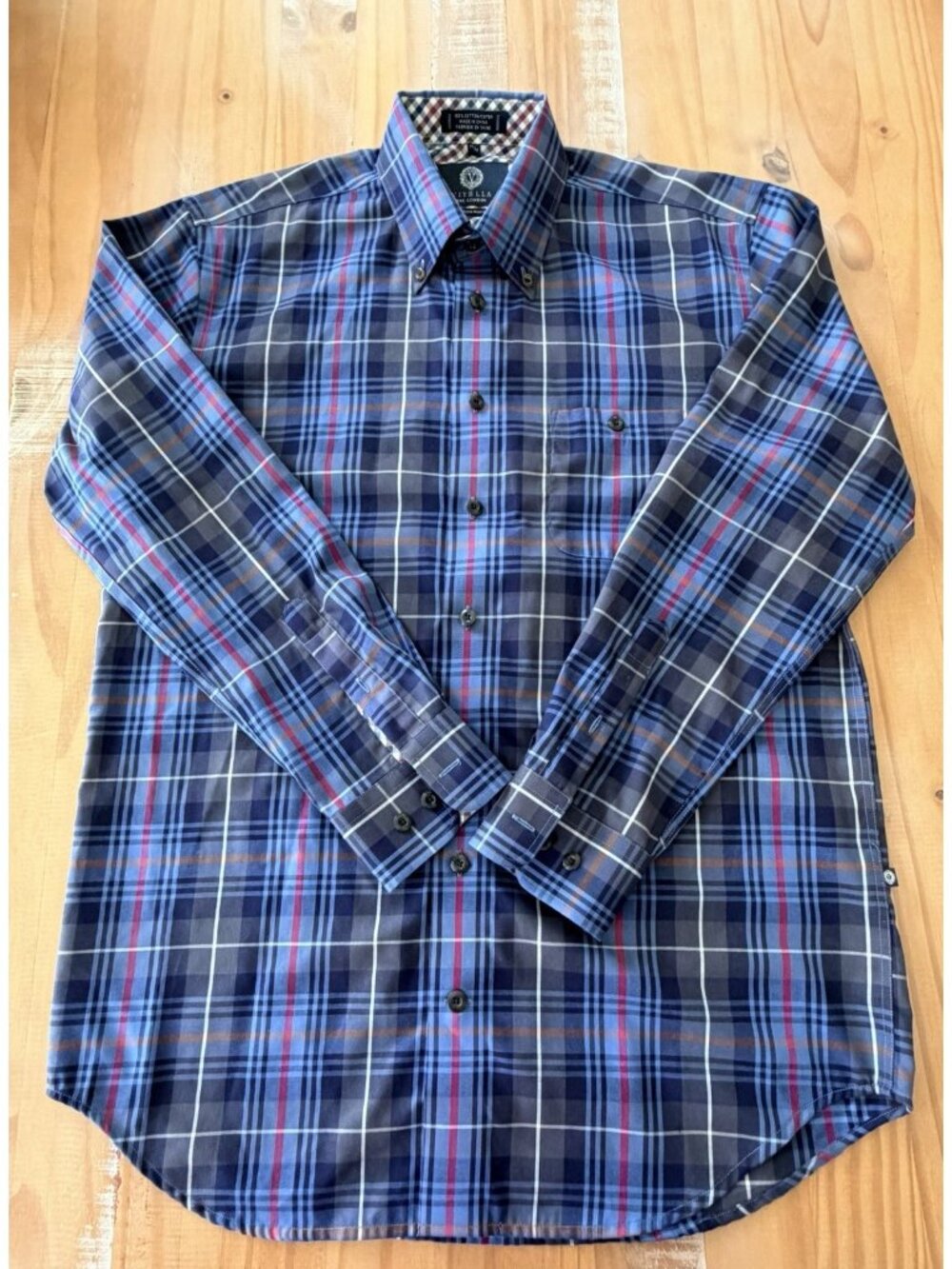 Viyella Shirt Men's M Long Sleeve Button Down Multicolor Plaid Flip Cuff EUC